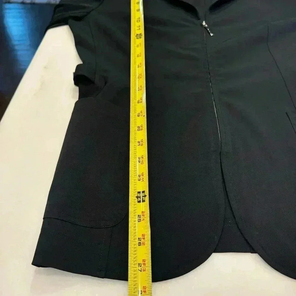 Vintage Cache women black zip up blazer. Adjustable waist buckles size 10 - Picture 5 of 13